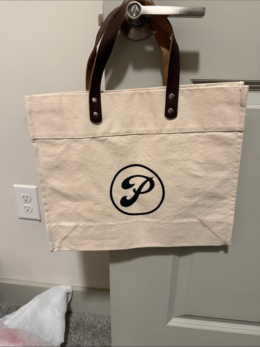 Pact Cream Canvas Tote with Brown Leather Handles